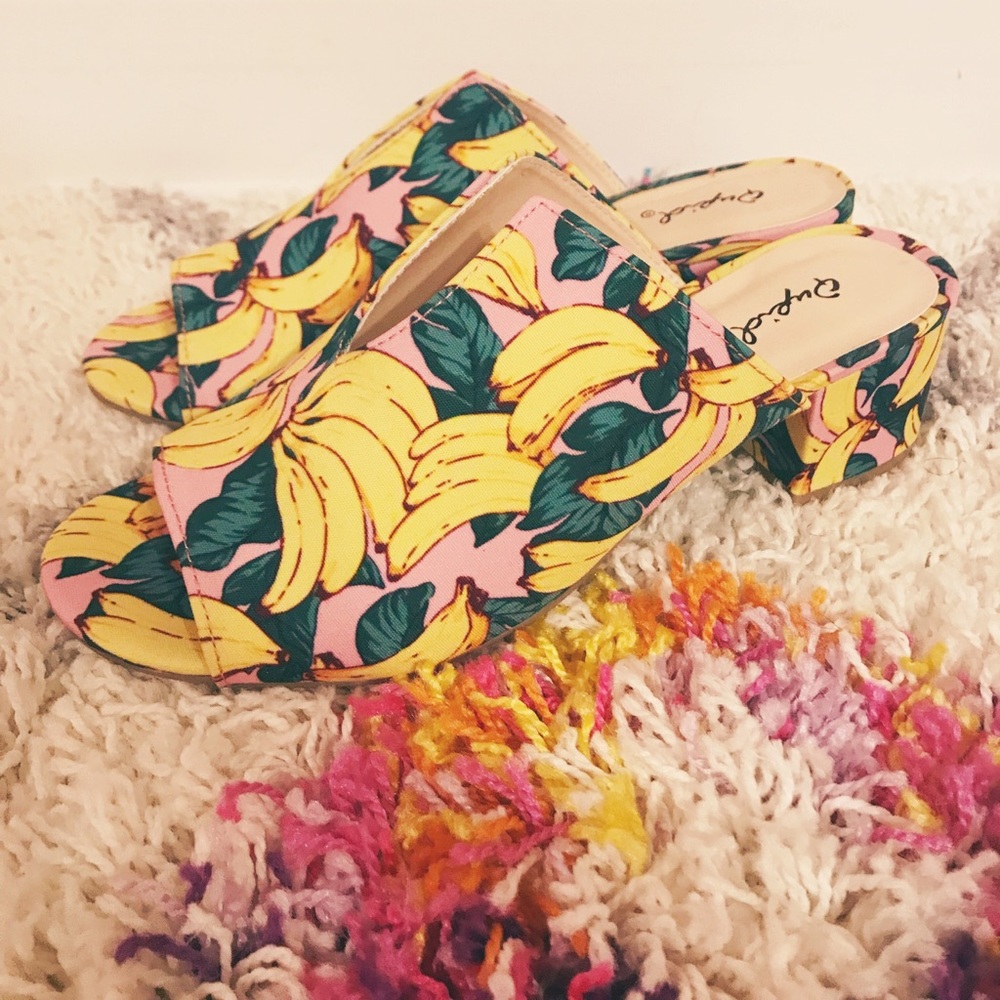 Pink Banana Multi Print Mule